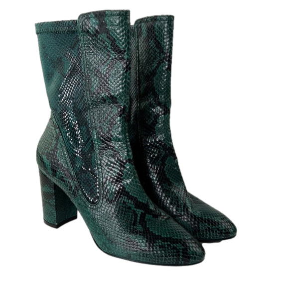 Stuart Weitzman Fifer 80 Emerald Boot with Chunky Heel - Picture 1 of 11